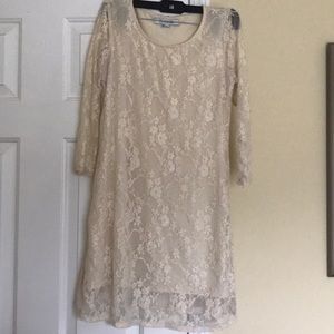 Cream lace long sleeve dress